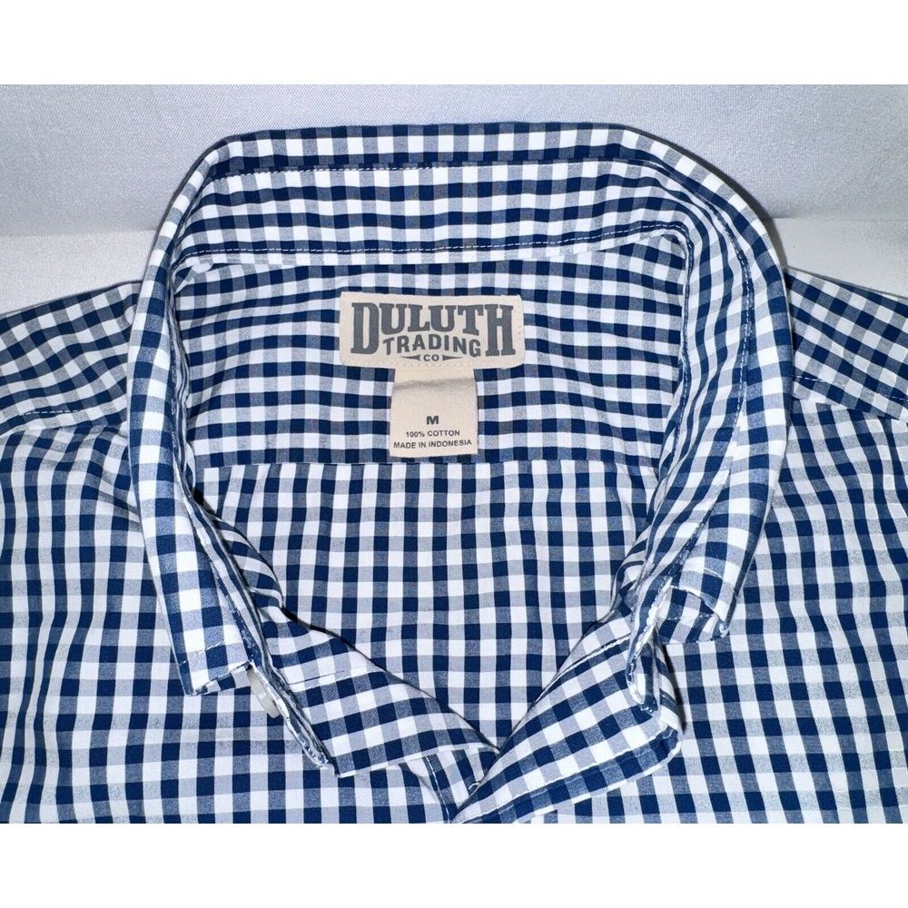 Duluth Trading Co‎ Mens M Grey Blue Plaid Short Sleeve Shirt - Picture 5 of 5